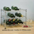 3 Tiers Ajustável Chrome Flat Grape Vinho Display Rack / Red Wine Storage Rack